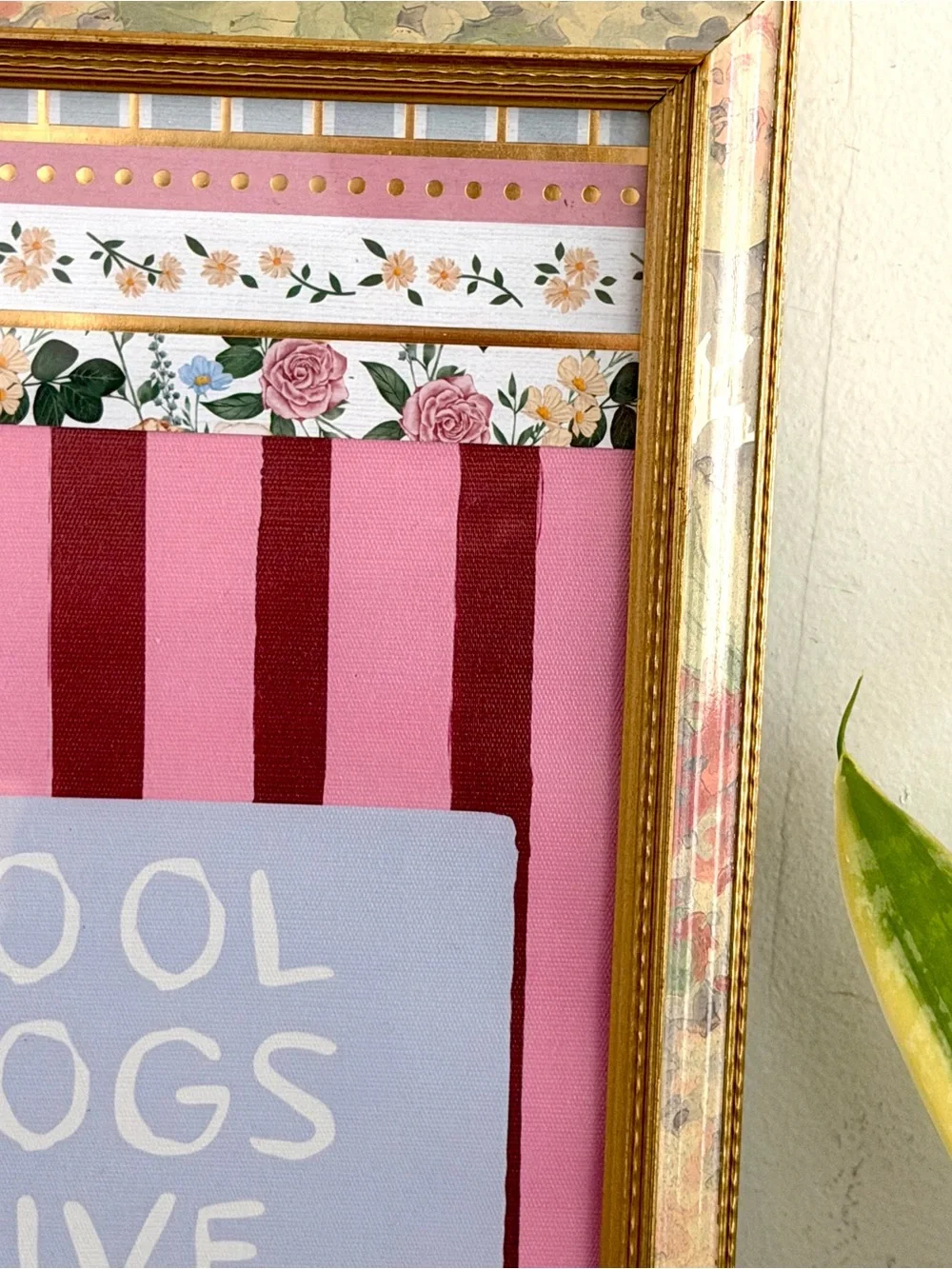 Cool Dogs Live Here Baroque Floral Vintage Maximalist Canvas Art Print Framed